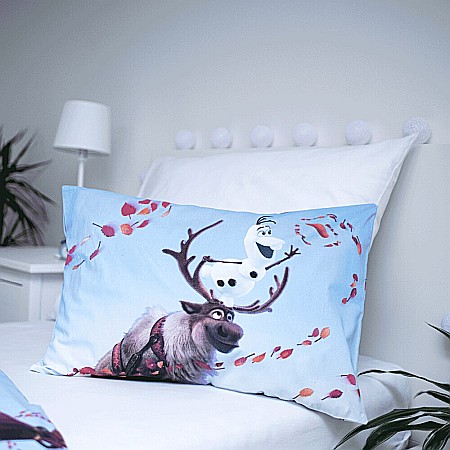 Set lenjerie pat copii, multicolor, 2 piese, 100% bumbac, 100x135 cm, 40x60, Blue leaves, Frozen, Disney [1]