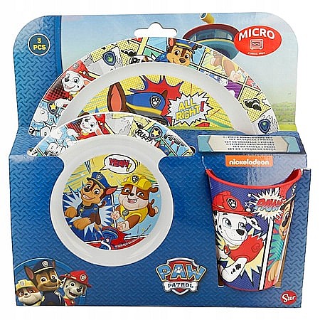 Pahare, farfurii și căni - Set 3 piese veselă, PAW PATROL Farfurie/Bol/Cană, Plastic, Multicolor