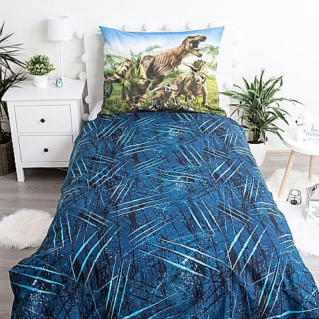 Set lenjerie pat copii, multicolor, 2 piese, 100% bumbac, 140×200 cm, 70×90, Forest, Jurassic World [4]