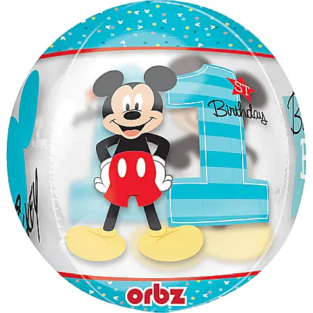 Articole pentru petrecere - Balon folie rotund multicolor prima aniversare Mickey Mouse