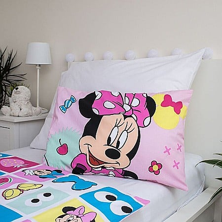 Set lenjerie pat copii, multicolor, 2 piese, 100% bumbac, 100x135 cm, 40x60, Pink Square, Minnie Mouse, Disney [2]