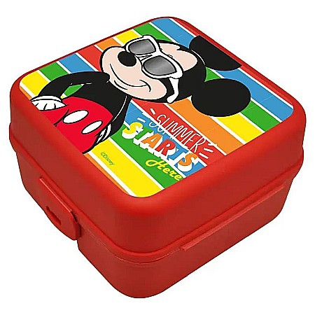 Cutii sandwich - Cutie sandviș Mickey Mouse Summer, multicompartimentată, 14x14x8 cm