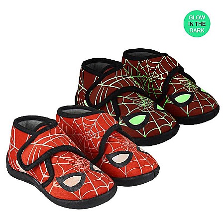 Papuci și botoșei copii - Încălțăminte interior, material textil, fosforescenți, Spiderman