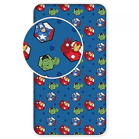 Cearceafuri de pat - Cearceaf cu margini elastice, multicolor, 100% bumbac, 90 x 200 cm, Avengers
