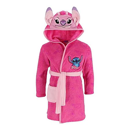 Halate de baie - Halat baie fete cu glugă și urechi fleece coral Lilo & Stitch