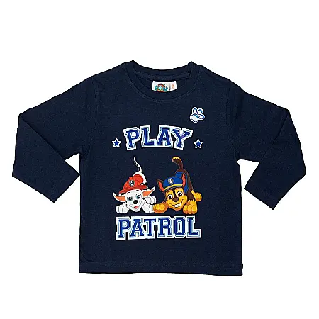 Bluză copii cu mânecă lungă, căptușeală fleece, albastru, Paw Patrol