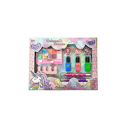 Articole înfrumusețare fetițe - Set Machiaj pentru copii, Non-toxic, +5 ani, 16 piese, 21x19x3 cm, Unicorn Dreams