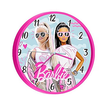 Copii - Ceas de perete, Barbie Fashion, 25 cm, numere arabe, Multicolor