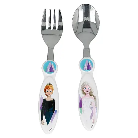 Copii - Set tacâmuri, lingură si furculiță metalică, multicolor, Frozen, Disney