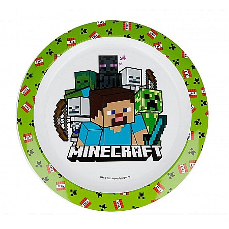 Pahare, farfurii și căni - Farfurie plastic, multicolor, pentru copii, fără BPA, ce poate fi utilizată și la microunde, 23 cm, Minecraft
