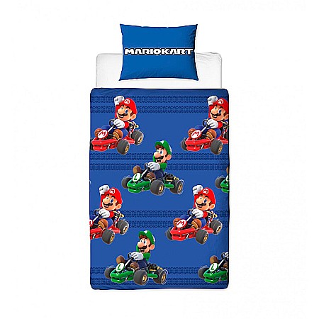 Lenjerii pat - Lenjerii de pat copii, Super Mario 2 piese 140x200 cm, 60x70 cm Bleumarin