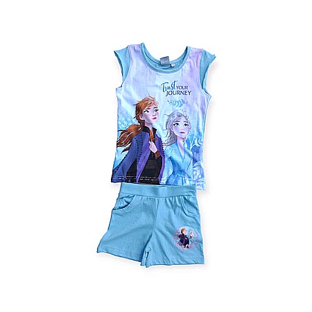 Compleuri copii - Set două piese tricou și pantaloni scurți, 100% bumbac, multicolor, Frozen