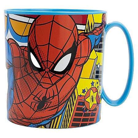 Pahare, farfurii și căni - Cană plastic microunde Spiderman, 350 ml Albastru