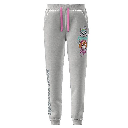 Copii - Pantaloni trening fete, gri, 100% bumbac, buzunare laterale, Paw Patrol