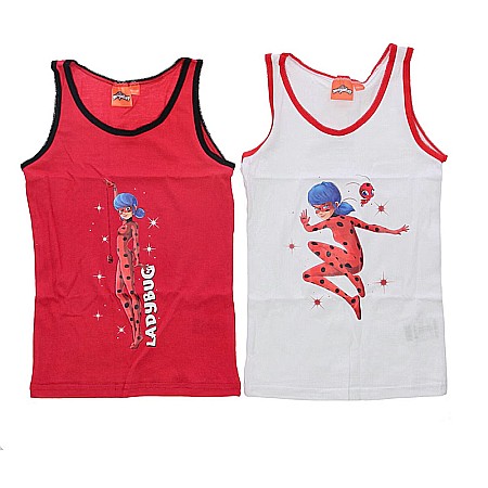 Copii - Set două maiouri multicolor, 100% bumbac,  Love, Miraculous LadyBug
