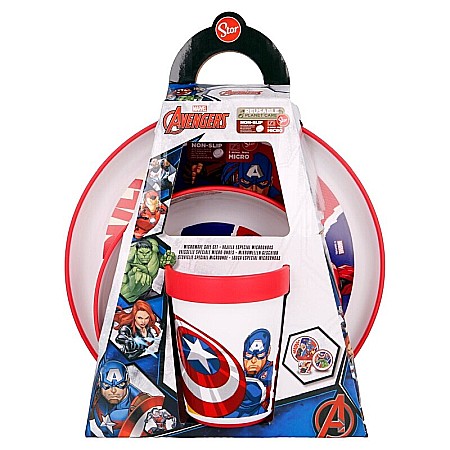 Set veselă 3 piese, anti-alunecare, fără BPA, compatibil la microunde, Marvel, Avengers [1]