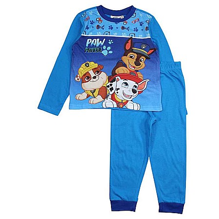 Pijamale maneca lunga - Pijamale copii cu mânecă lungă, 100% bumbac, albastru, The Boys' Team, Paw Patrol