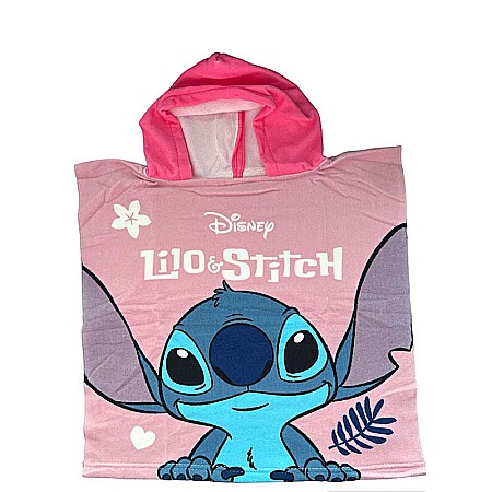 Prosoape - Prosop poncho microfibră, fete, Lilo & Stitch, 50 x 100 cm Roz