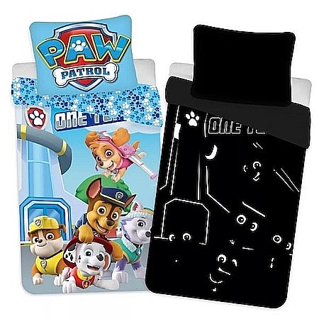 Set lenjerie de pat copii Brand Mac, Paw patrol one poliție, fosforescent, 2 piese, bumbac, 1 persoană, multicolor, 140x200 cm, 70x90 cm [1]