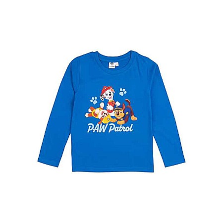 Bluze și jachete copii - Bluză copii cu mânecă lungă, albastru, 100% bumbac, Team Paw Patrol