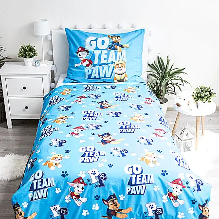 Set lenjerie pat copii, multicolor, 2 piese, 100% bumbac, 140×200 cm, 70×90, Paw Patrol, PP161 [1]