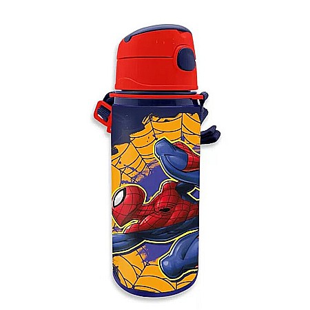 Sticle pentru lichide - Sticlă de apă pentru copii, Eruroswan, Spiderman, din aluminiu, fără BPA, multicolor, 600 ml