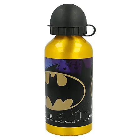 Sticle pentru lichide - Sticlă de apă, pentru copii, din aluminiu, cu model Batman Symbol, 400 ml