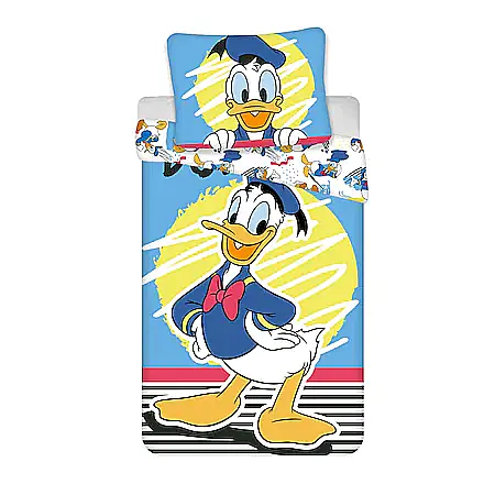 Lenjerii pat - Set lenjerie pat copii, multicolor, 2 piese, 100% bumbac, 140×200 cm, 70×90, Donald Duck, Disney, 03