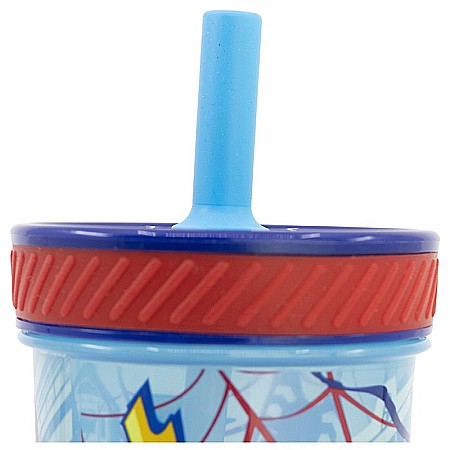 Pahar plastic, fără BPA, Smartgrip, anti-răsturnare cu păi din silicon, 370 ml, Spiderman [2]