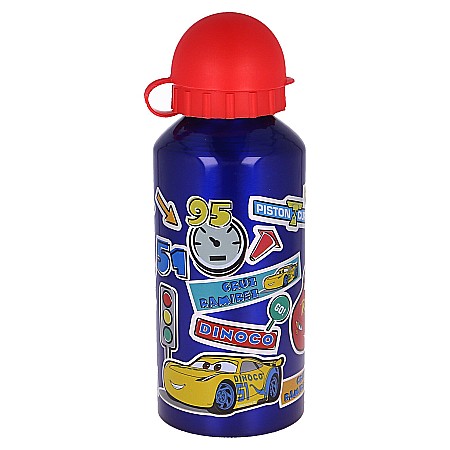 Sticlă de apă, pentru copii, din aluminiu, cu model Cars Stickers, 400 ml [1]