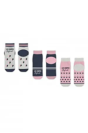 Adulți - Set 3 perechi șosete damă, scurte, cu logo, multicolor, Lee Cooper Originals