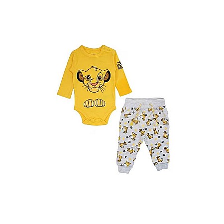 Body-uri și salopete copii - Set două piese, body mânecă lungă și pantaloni lungi, 100% bumbac, multicolor, The Lion King, Disney