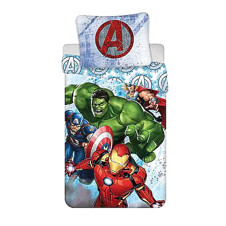 Textile - Set lenjerie pat copii, multicolor, 2 piese, 100% bumbac, Heroes, Marvel, Avengers