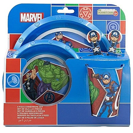 Copii - Set 5 piese pentru servit masa, plastic, fără BPA, multicolor, Heraldic Army, Avengers, Marvel