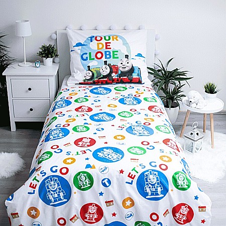 Set lenjerie pat copii, 100% bumbac, multicolor, 2 piese, 140×200 cm, 70×90, Thomas and Friends, Tour [2]