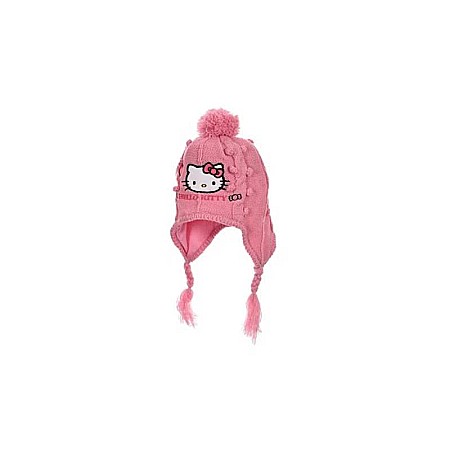 Căciuli, fulare, mănuși - Căciulă tricotată copii, roz, Hello Kitty