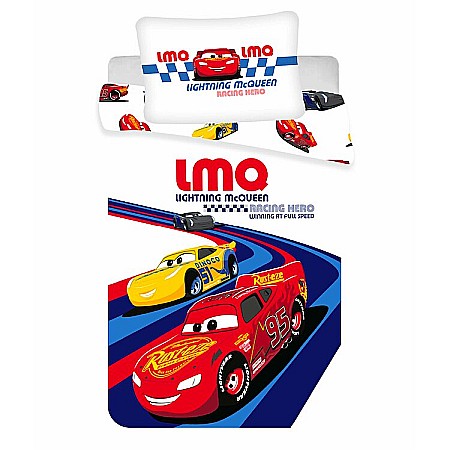 Set lenjerie pat copii, multicolor, 2 piese, 100% bumbac, 100x135 cm, 40x60, Racing Hero, Cars, Disney [0]