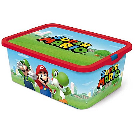 Organizare și depozitare - Cutie de depozitare, Super Mario, Plastic, 13l, Multicolor