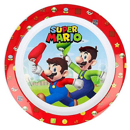 Farfurie plastic, multicolor, pentru copii, fără BPA, ce poate fi utilizată și la microunde, 23 cm, Super Mario [0]