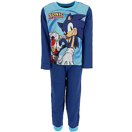 Copii - Pijamale copii cu mânecă lungă, 100% bumbac, albastru, Game, Sonic
