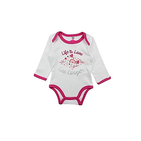 Set două body-uri copii, 100% bumbac, alb/albastru, Life is Love, Lee Cooper [1]