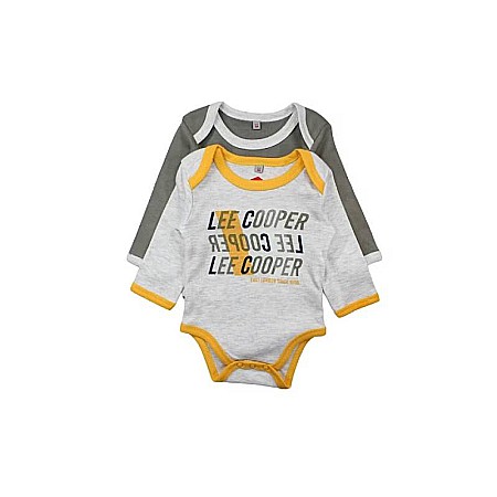 Body-uri și salopete copii - Set două body-uri copii, 100% bumbac, gri/verde, East London, Lee Cooper