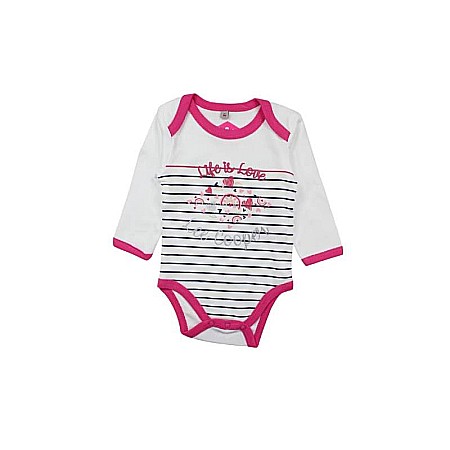 Set două body-uri copii, 100% bumbac, alb/roz, Lee Cooper [2]
