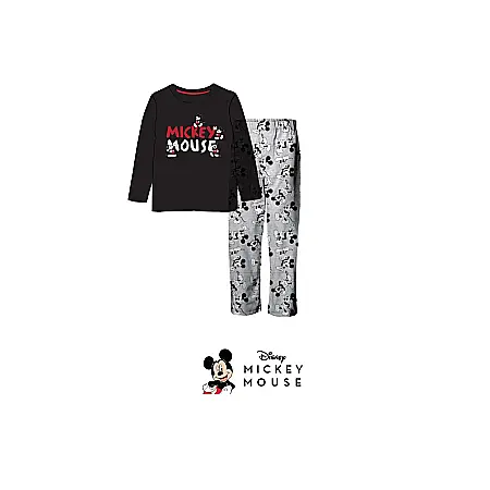 Pijama copii, cu mânecă lungă, 100% bumbac, negru/gri, Mickey Mouse, Disney [1]