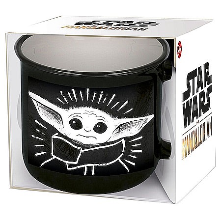 Copii - Cană Star Wars The Mandalorian - Baby Yoda, negru cu design alb
