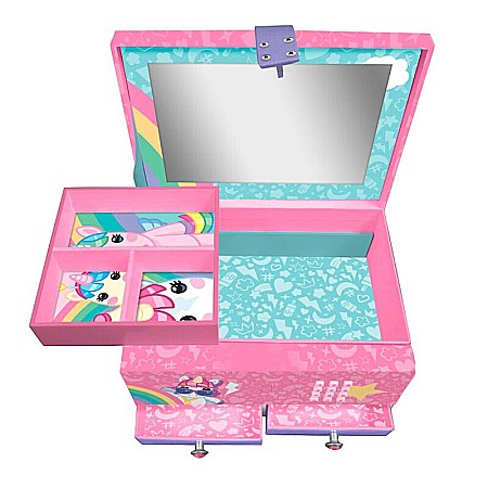 Copii - Cutie muzicală cu cifru și compartimente secrete, 20x14x12 cm, multicolor, Unicorn