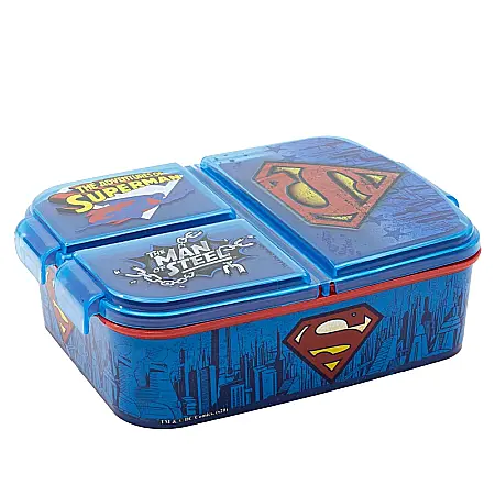 Copii - Cutie sandwich, multicompartimente, multicolor, fără BPA, Superman