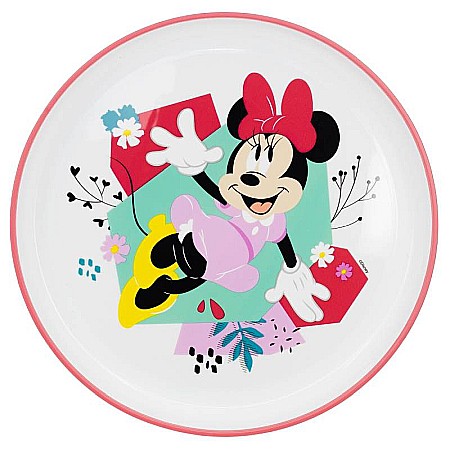 Bebeluși - Farfurie plastic, 20 cm, antiderapant, multicolor, compatibil cu microunde, fără BPA, Being, Minnie Mouse