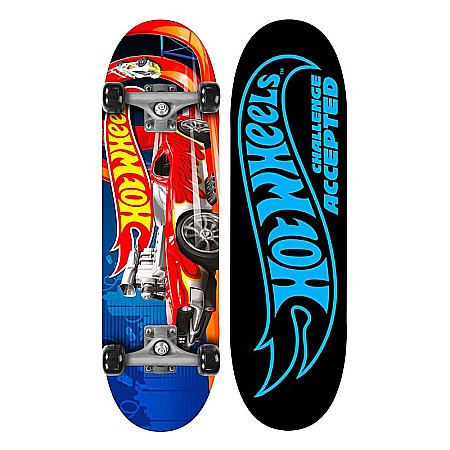 Skateboard Copii, 70 x 20cm, 9 straturi de arțar, placă antiderapantă, rulmenți Abec-5, multicolor, Hot Wheels [2]
