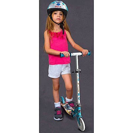Trotinetă pliabilă cu 2 roți 3 ani +, sarcina maximă 50 kg, rulmenți ABEC 5, multicolor, ghidon ajustabil, mânere pliabile, platforma antiderapantă, frână posterioară cu piciorul, Stitch [3]